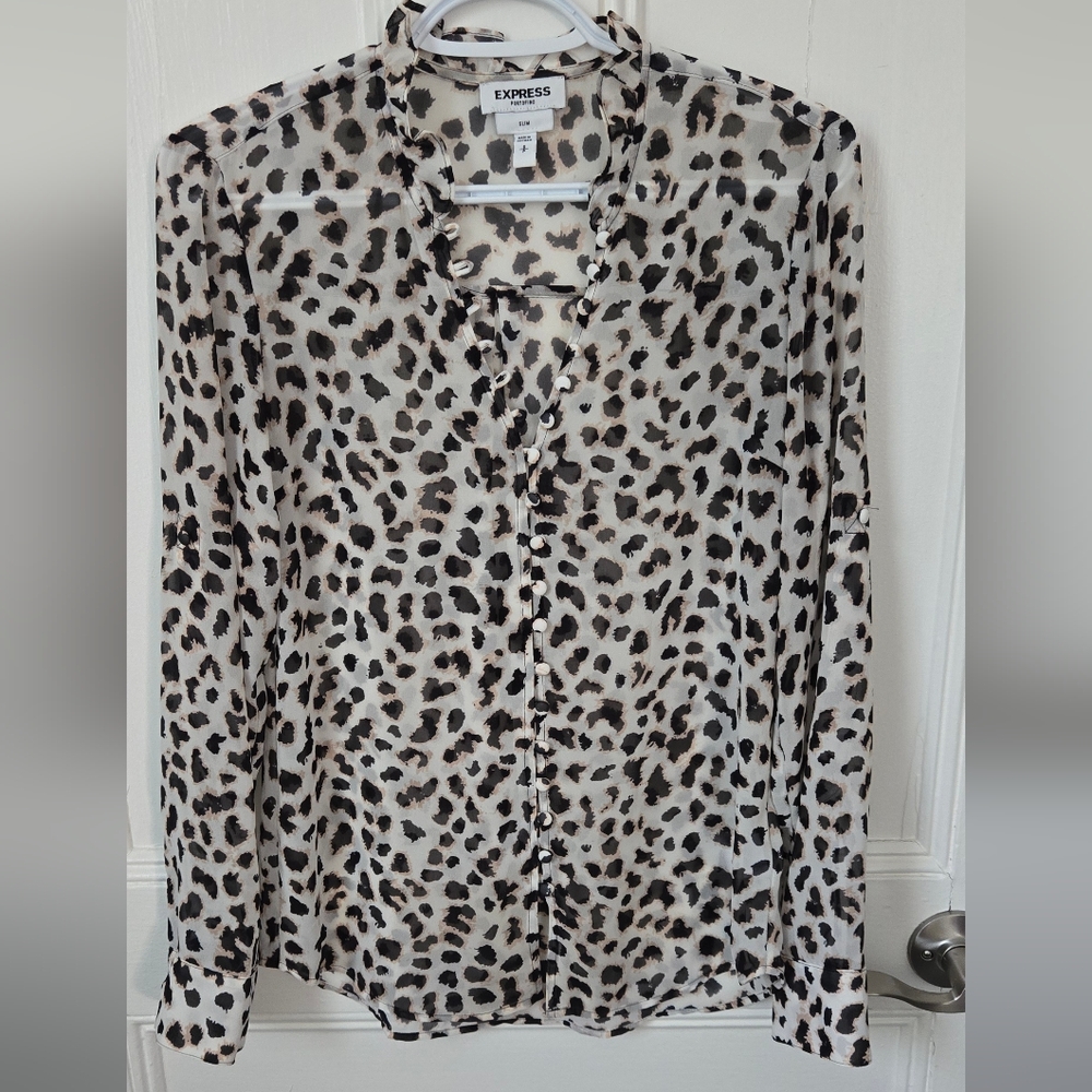 Express Animal Print Sheer Blouse